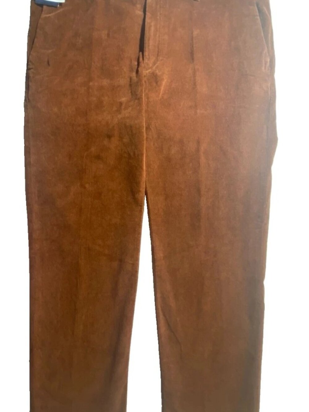 NEW- Mens Roundtree & Yorke Moleskin Andrew Pants Flat Cotton Tobacco $60